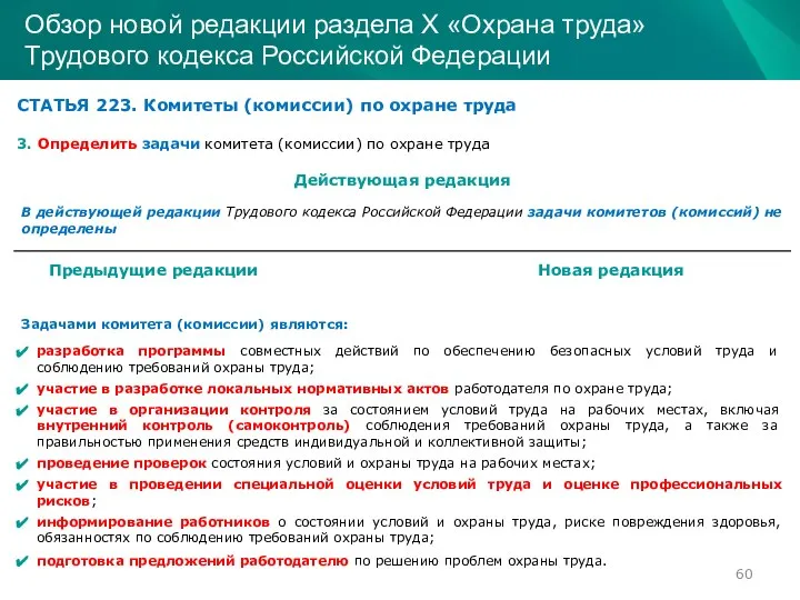 Обзор новой редакции раздела Х «Охрана труда» Трудового кодекса Российской Федерации