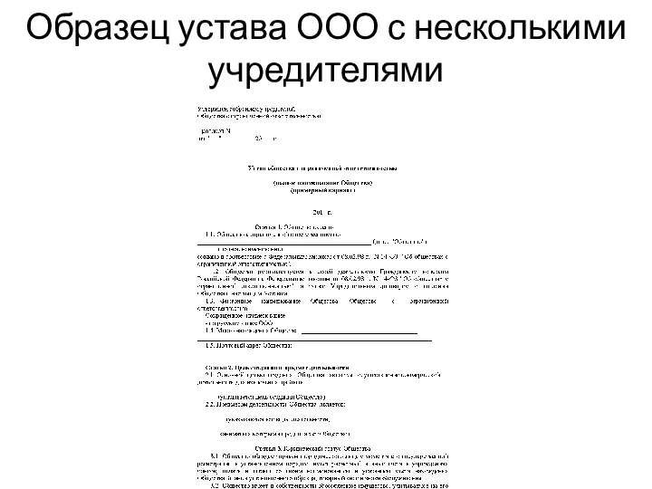 Образец устава ООО с несколькими учредителями