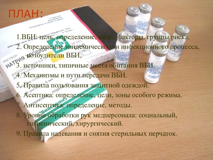 ПЛАН: 1.ВБИ: цель, определение, виды, факторы, группы риска. 2. Определение эпидемического