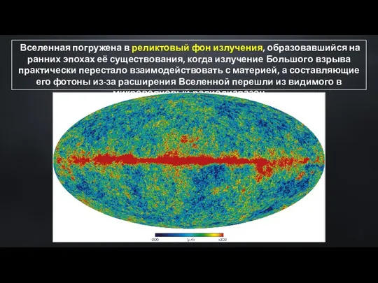 Вселенная погружена в реликтовый фон излучения, образовавшийся на ранних эпохах её
