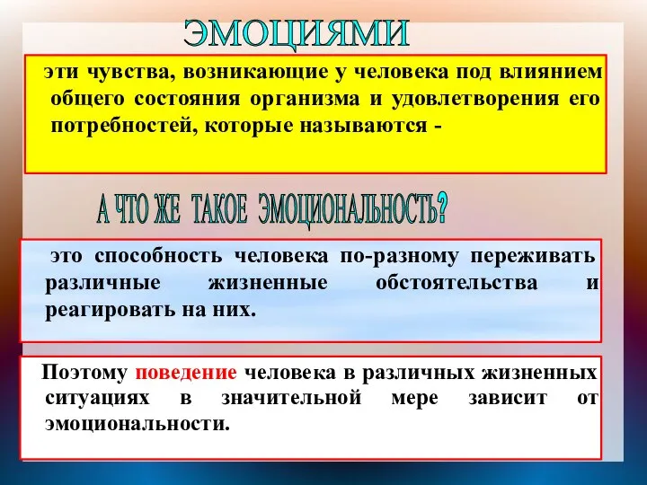 эти чувства, возникающие у человека под влиянием общего состояния организма и