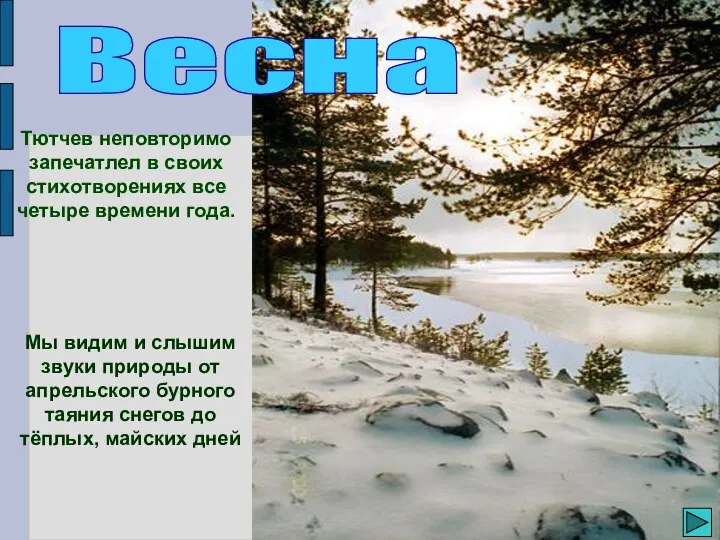 Мы видим и слышим звуки природы от апрельского бурного таяния снегов