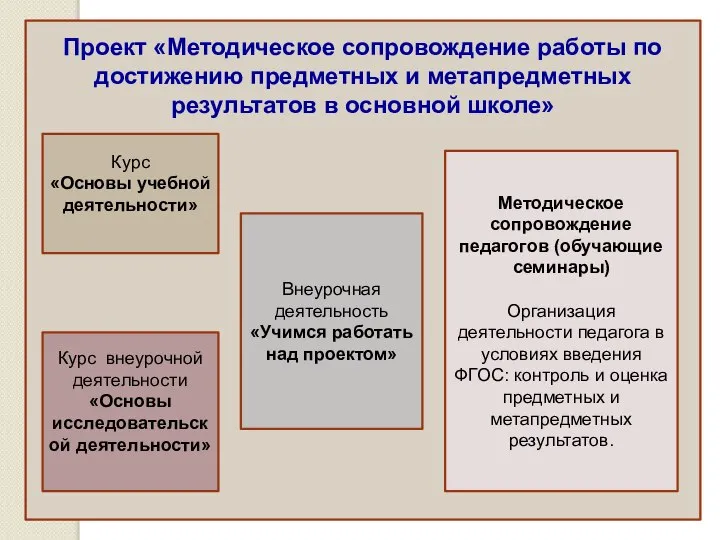 Проект «Методическое сопровождение работы по достижению предметных и метапредметных результатов в