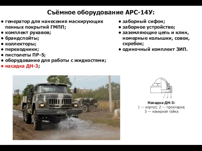 Съёмное оборудование АРС-14У: генератор для нанесения маскирующих пенных покрытий ГМПП; комплект