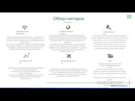 Обзор секторов 4 Драгоценные металлы В долгосрочной перспективе золото – это