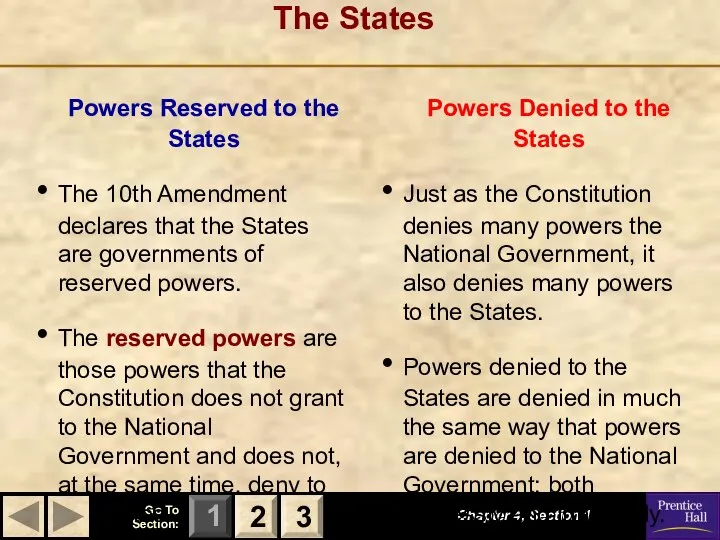 The States Powers Reserved to the States The 10th Amendment declares