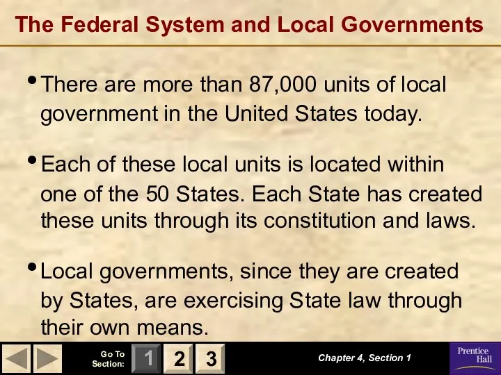 The Federal System and Local Governments There are more than 87,000