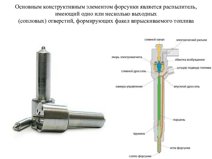 Основным конструктивным элементом форсунки является распылитель, имеющий одно или несколько выходных