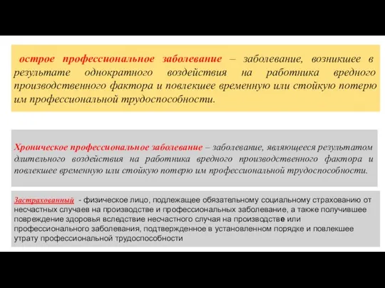 острое профессиональное заболевание – заболевание, возникшее в результате однократного воздействия на