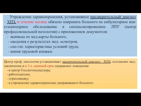 Учреждение здравоохранения, установившее предварительный диагноз – ХПЗ, в течение месяца обязано