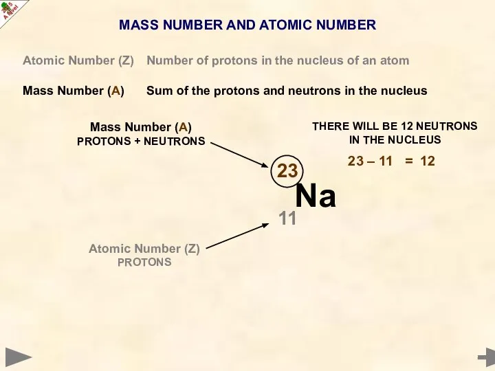 MASS NUMBER AND ATOMIC NUMBER Atomic Number (Z) Number of protons