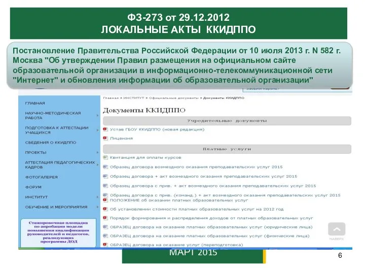 ФЗ-273 от 29.12.2012 ЛОКАЛЬНЫЕ АКТЫ ККИДППО МАРТ 2015 Постановление Правительства Российской