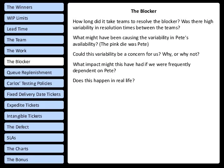 The Blocker How long did it take teams to resolve the