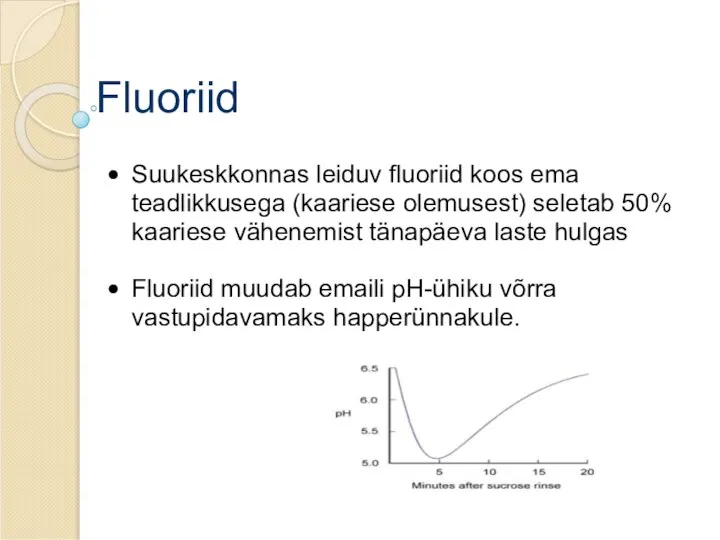 Fluoriid Suukeskkonnas leiduv fluoriid koos ema teadlikkusega (kaariese olemusest) seletab 50%