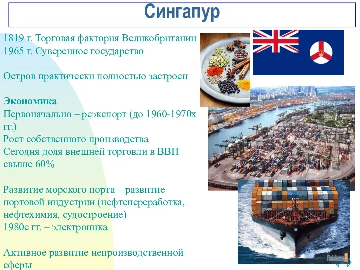 Сингапур 1819 г. Торговая фактория Великобритании 1965 г. Суверенное государство Остров