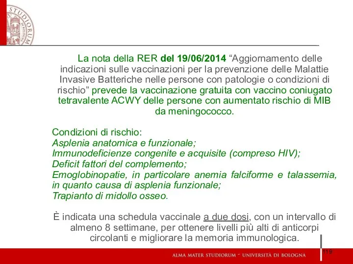 La nota della RER del 19/06/2014 “Aggiornamento delle indicazioni sulle vaccinazioni