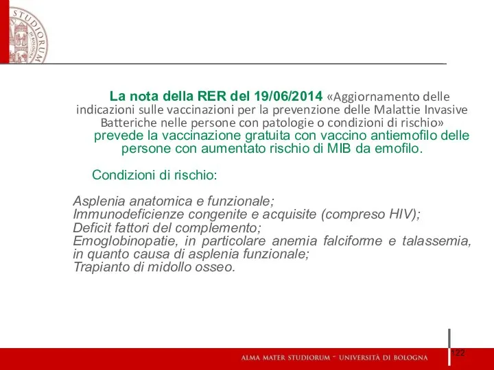 La nota della RER del 19/06/2014 «Aggiornamento delle indicazioni sulle vaccinazioni