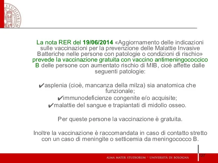 La nota RER del 19/06/2014 «Aggiornamento delle indicazioni sulle vaccinazioni per