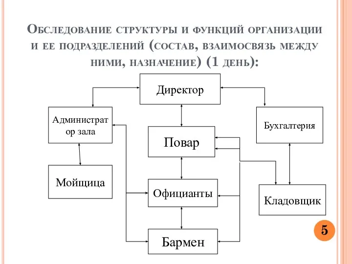 Обследование структуры и функций организации и ее подразделений (состав, взаимосвязь между