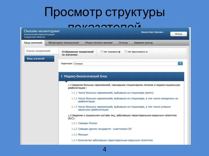 Просмотр структуры показателей 4