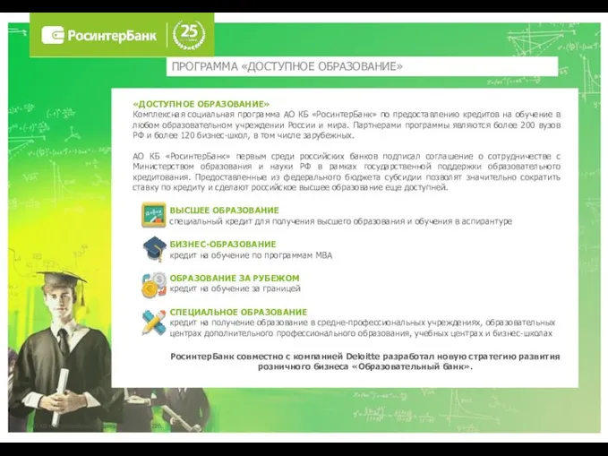 АО КБ «РосинтерБанк». Лицензия ЦБ РФ № 226. ПРОГРАММА «ДОСТУПНОЕ ОБРАЗОВАНИЕ»