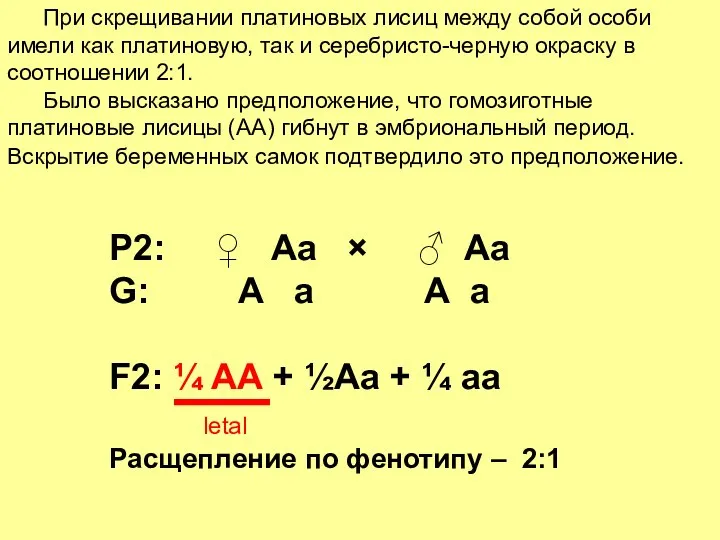 Р2: ♀ Аa × ♂ Aа G: А а А а