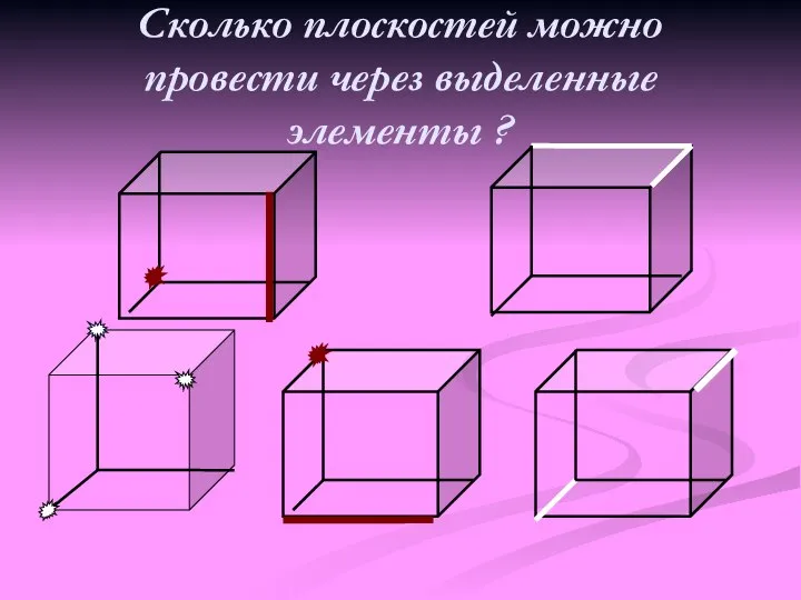 Сколько плоскостей можно провести через выделенные элементы ?