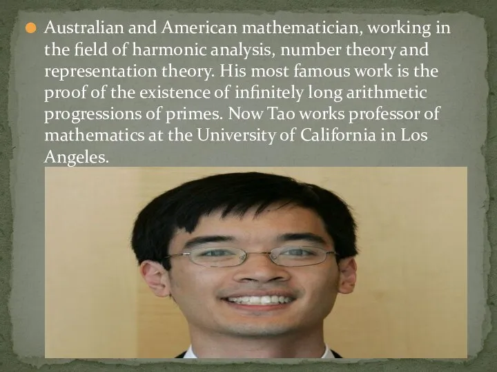 Australian and American mathematician, working in the field of harmonic analysis,