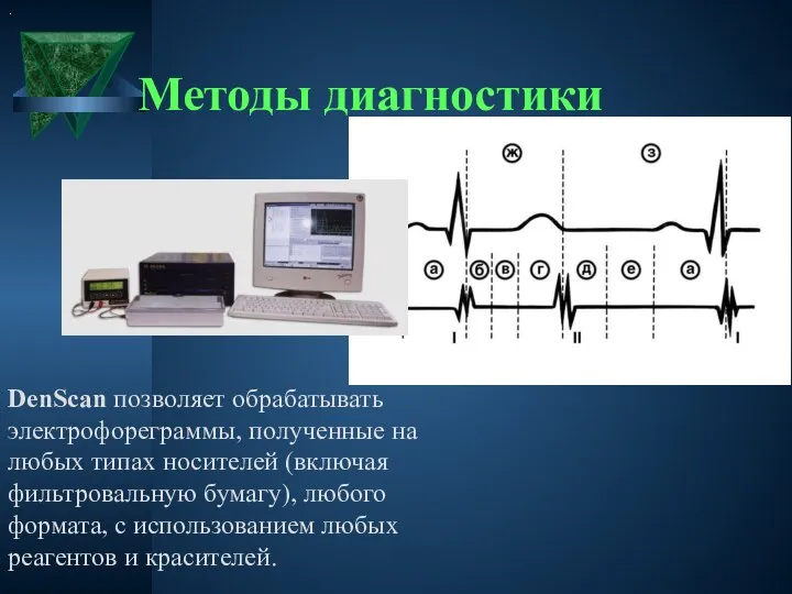 Методы диагностики DenScan позволяет обрабатывать электрофореграммы, полученные на любых типах носителей