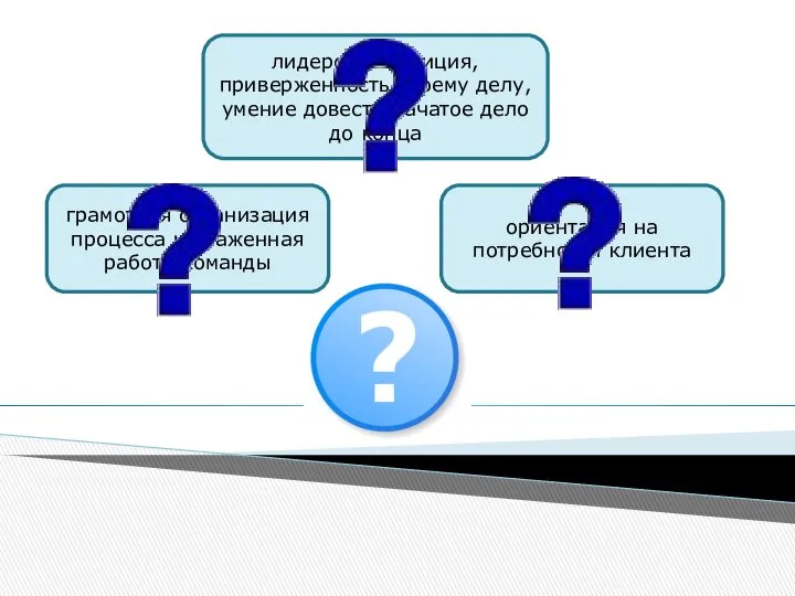 лидерская позиция, приверженность своему делу, умение довести начатое дело до конца