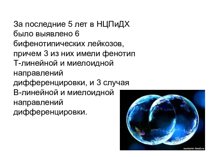 За последние 5 лет в НЦПиДХ было выявлено 6 бифенотипических лейкозов,