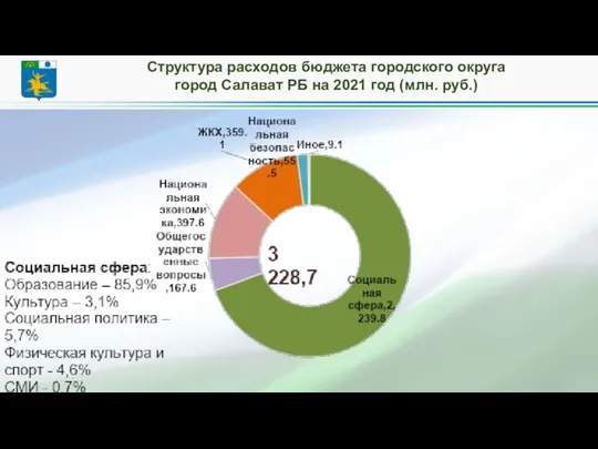 Структура расходов бюджета городского округа город Салават РБ на 2021 год (млн. руб.)