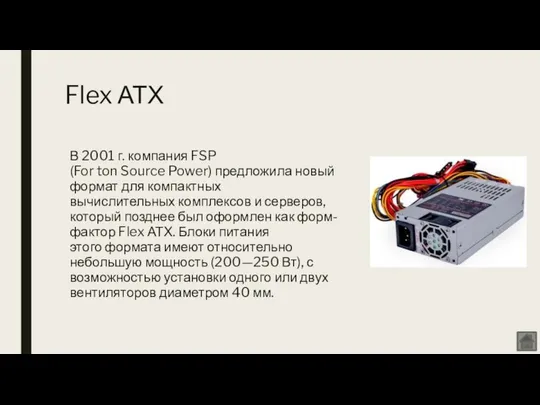 Flex АТХ В 2001 г. компания FSP (For ton Source Power)