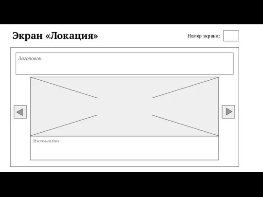 Экран «Локация» Номер экрана: Заголовок Текстовый блок