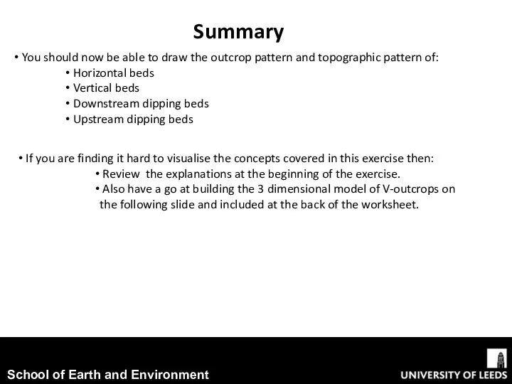 Summary You should now be able to draw the outcrop pattern