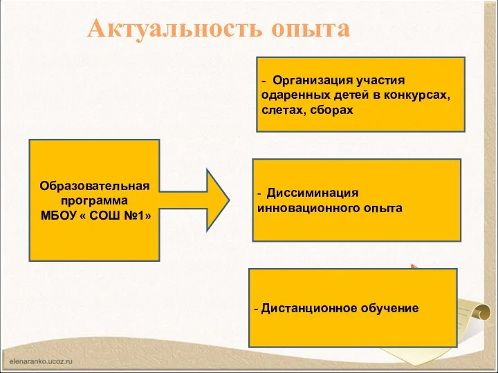 Образовательная программа МБОУ « СОШ №1» - Организация участия одаренных детей