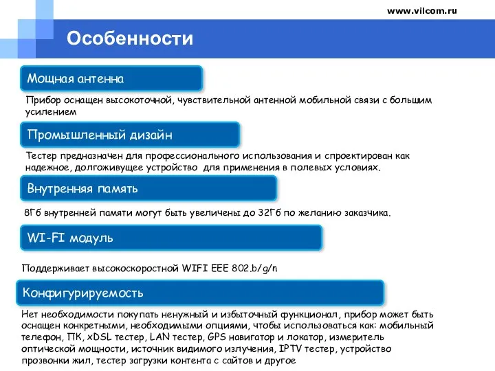 www.vilcom.ru 8Гб внутренней памяти могут быть увеличены до 32Гб по желанию