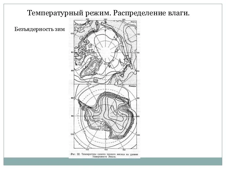 Температурный режим. Распределение влаги. Безъядерность зим