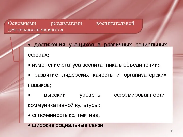 Основными результатами воспитательной деятельности являются • достижения учащихся в различных социальных