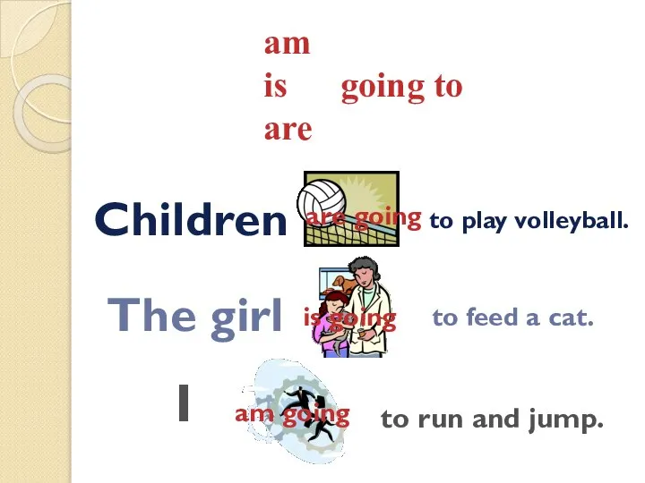 Children to play volleyball. am is going to are The girl