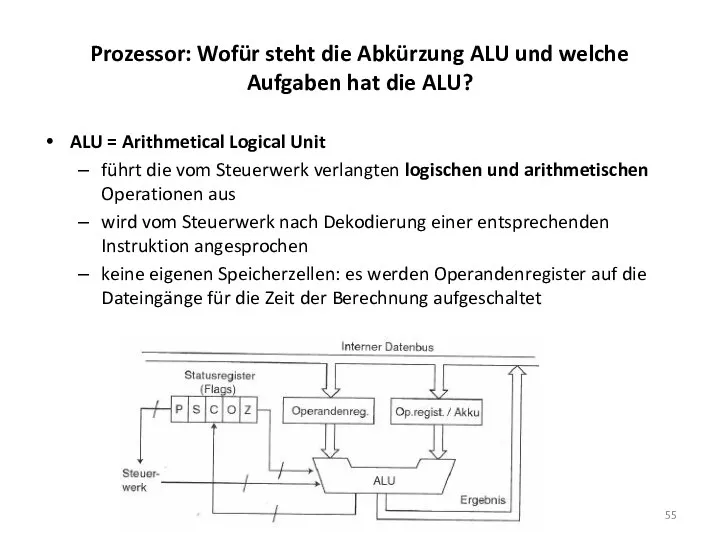 Prozessor: Wofür steht die Abkürzung ALU und welche Aufgaben hat die