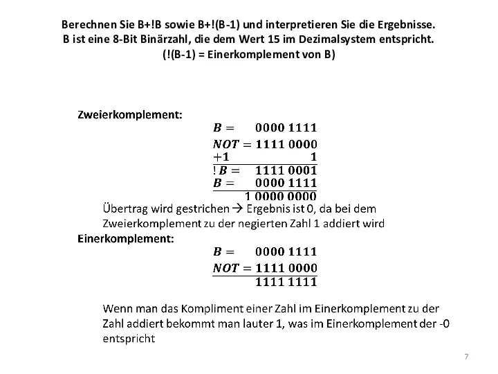 Berechnen Sie B+!B sowie B+!(B-1) und interpretieren Sie die Ergebnisse. B