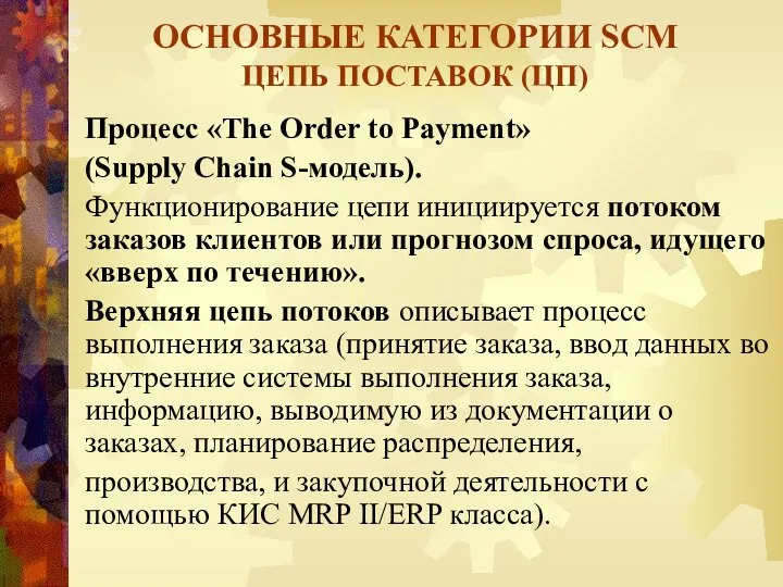 Процесс «The Order to Payment» (Supply Chain S-модель). Функционирование цепи инициируется