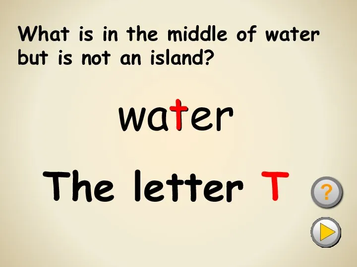 What is in the middle of water but is not an