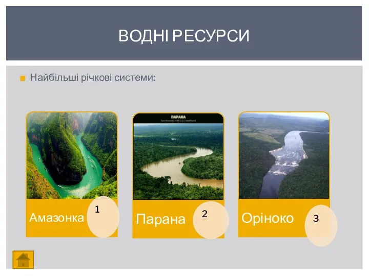 Найбільші річкові системи: ВОДНІ РЕСУРСИ