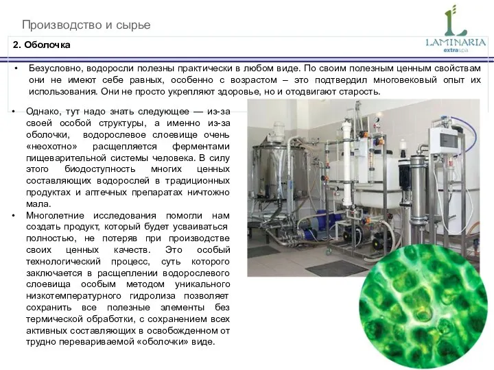 Производство и сырье 2. Оболочка Безусловно, водоросли полезны практически в любом