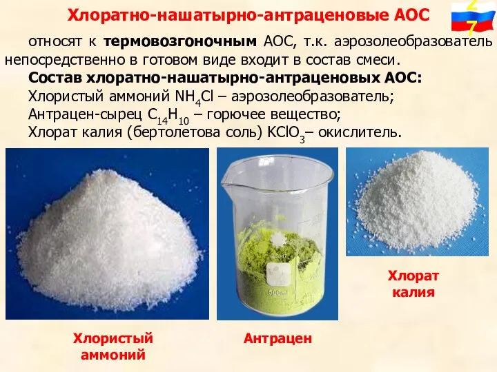 относят к термовозгоночным АОС, т.к. аэрозолеобразователь непосредственно в готовом виде входит