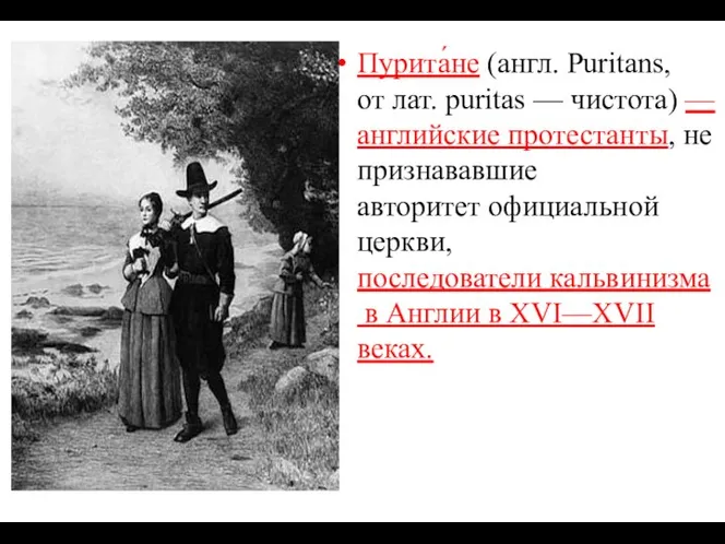 Пурита́не (англ. Puritans, от лат. puritas — чистота) — английские протестанты,