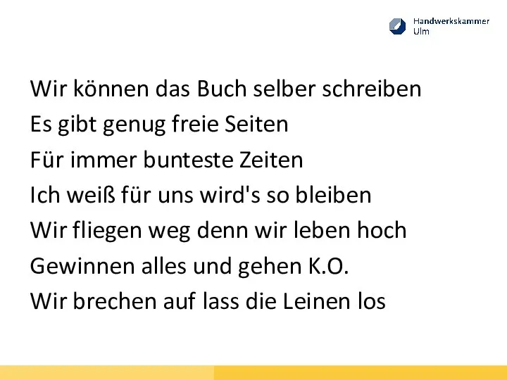 Wir können das Buch selber schreiben Es gibt genug freie Seiten