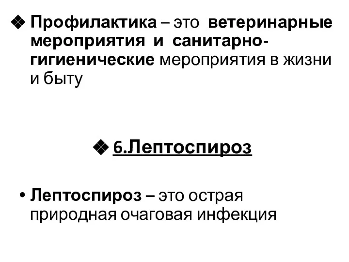 Профилактика – это ветеринарные мероприятия и санитарно-гигиенические мероприятия в жизни и